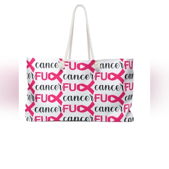 Oversized Graphic "Fu@k Cancer" Awareness Tote Bag - Picture 2 of 5